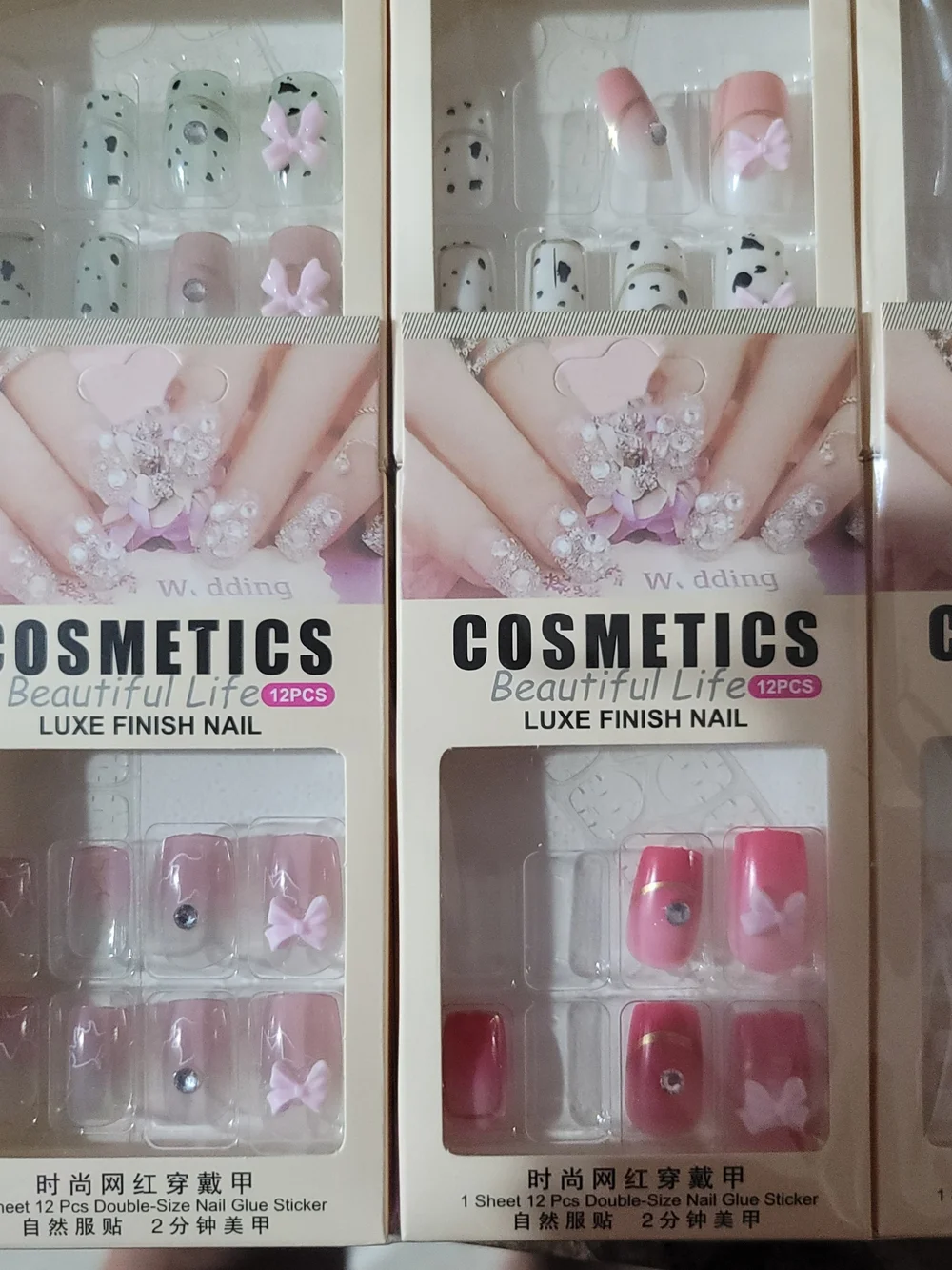Luxe Finish Press On Nails - Pink & Clear Designs